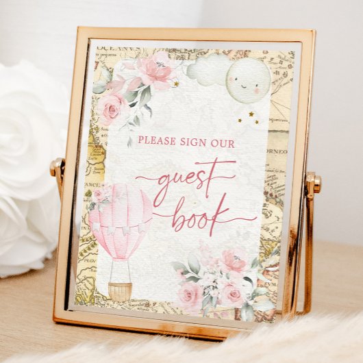 Pink Air Balloon is ze niet schattig gastenboek Poster