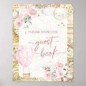 Pink Air Balloon is ze niet schattig gastenboek Poster (Voorkant)