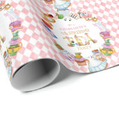 Pink Alice in Wonderland 4th Birthday   Cadeaupapier (Rol Hoek)