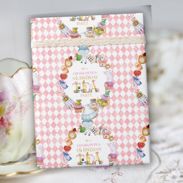 Pink Alice in Wonderland 4th Birthday   Cadeaupapier