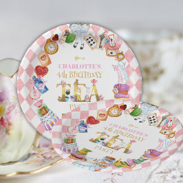 Pink Alice in Wonderland 4th Birthday   Papieren Bordje