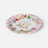 Pink Alice in Wonderland 4th Birthday   Papieren Bordje (Gekanteld)