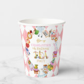 Pink Alice in Wonderland 6th birthday Papieren Bekers (Voorkant)