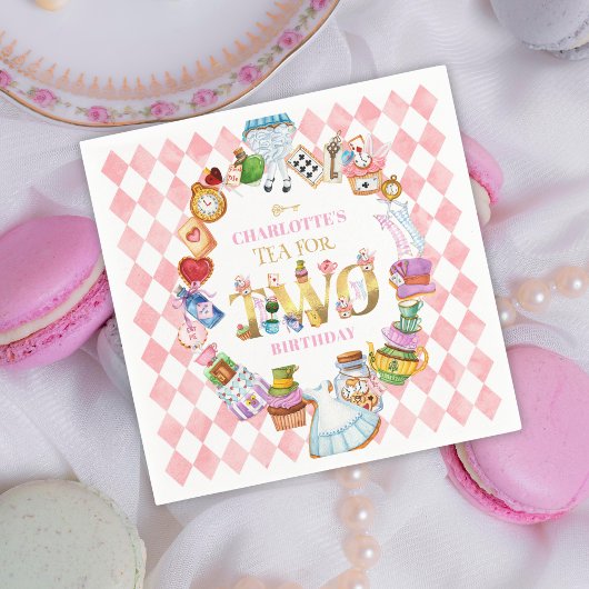 Pink Alice in Wonderland Tea for Two Birthday   Servet