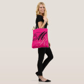 Pink all-over-print monogram tote bag (Op model)