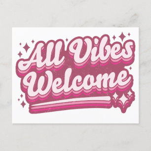Pink All Vibes Welkom Typografie Feestdagenkaart