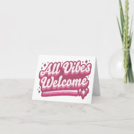 Pink All Vibes Welkom Typografie Kaart