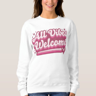 Pink All Vibes Welkom Typografie Trui