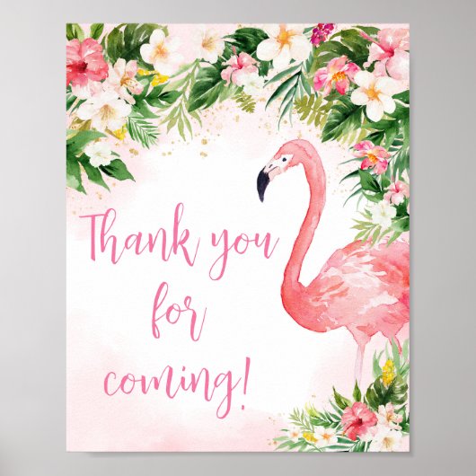 Pink Aloha Flamingo Bedankt voor je komst Poster (Voorkant)