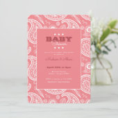 Pink American Bandana Baby shower Invitation Kaart (Staand voorkant)