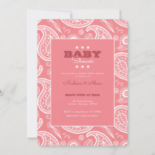 Pink American Bandana Baby shower Invitation Kaart