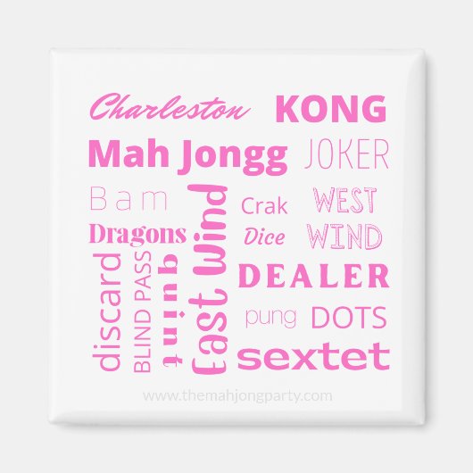 Pink American Mah Jongg magnet (Voorkant)