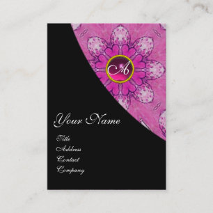 PINK AMETHYST FLORAL MONOGRAM roze, zwart, violet Visitekaartje