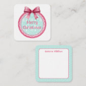 Pink and Aqua Christmas Ornament Notitiekaartje (Voorkant / Achterkant)