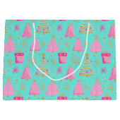 Pink and Aqua Festive Christmas Groot Cadeauzakje (Voorkant)