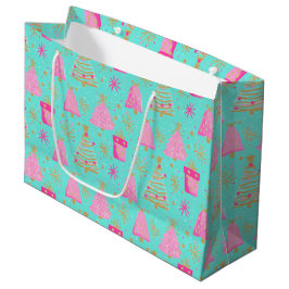 Pink and Aqua Festive Christmas  Groot Cadeauzakje