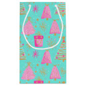 Pink and Aqua Festive Christmas  Klein Cadeauzakje (Achterkant)