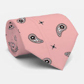 Pink and black bandanna fabric western tie stropdas (Opgerold)