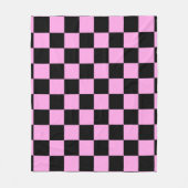 Pink and Black Checkered Square Pattern Fleece Deken (Voorkant)