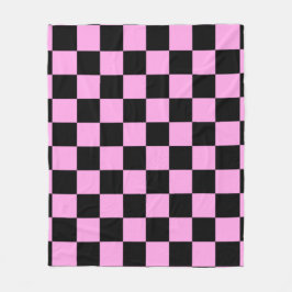 Pink and Black Checkered Square Pattern  Fleece Deken