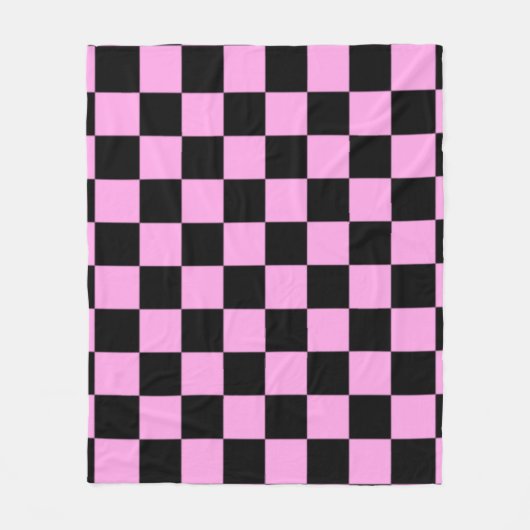Pink and Black Checkered Square Pattern Fleece Deken (Voorkant)