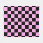 Pink and Black Checkered Square Pattern Fleece Deken (Voorkant (Horizontaal))