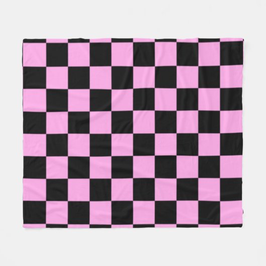 Pink and Black Checkered Square Pattern Fleece Deken (Voorkant (Horizontaal))