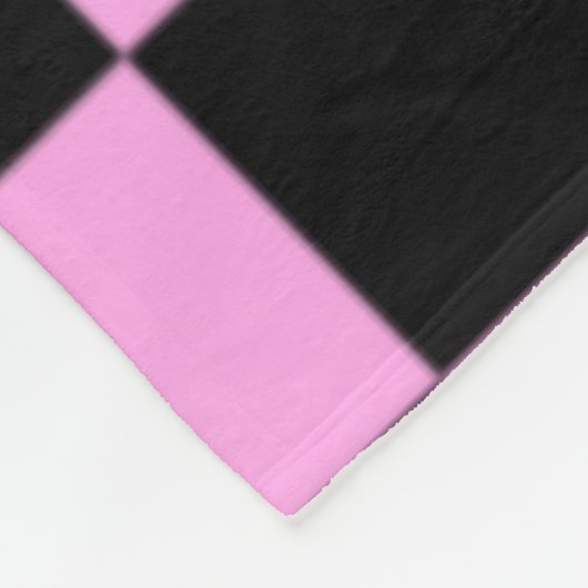 Pink and Black Checkered Square Pattern Fleece Deken (Hoek)