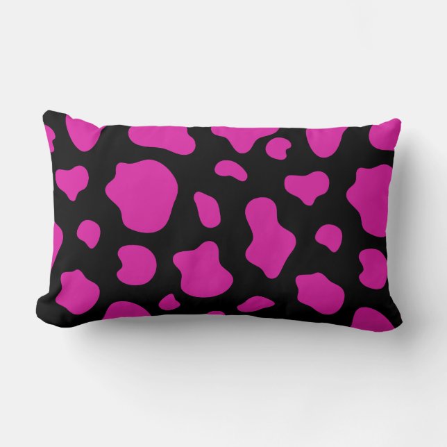 Pink And Black Cow Print Decorative Pillow Kussen (Voorkant)