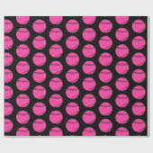 Pink and Black Cute Girls Fastpitch Softball Party Cadeaupapier (Vlak)