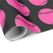 Pink and Black Cute Girls Fastpitch Softball Party Cadeaupapier (Rol Hoek)