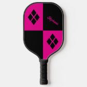Pink and Black Diamonds | Custom Modern Geometric Pickleball Paddle (Voorkant)
