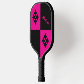 Pink and Black Diamonds | Custom Modern Geometric Pickleball Paddle (Links)