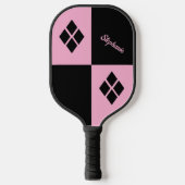 Pink and Black Diamonds | Custom Modern Geometric Pickleball Paddle (Voorkant)