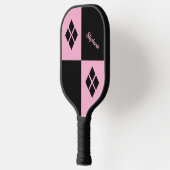 Pink and Black Diamonds | Custom Modern Geometric Pickleball Paddle (Links)