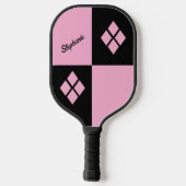 Pink and Black Diamonds | Custom Modern Geometric Pickleball Paddle (Achterkant)