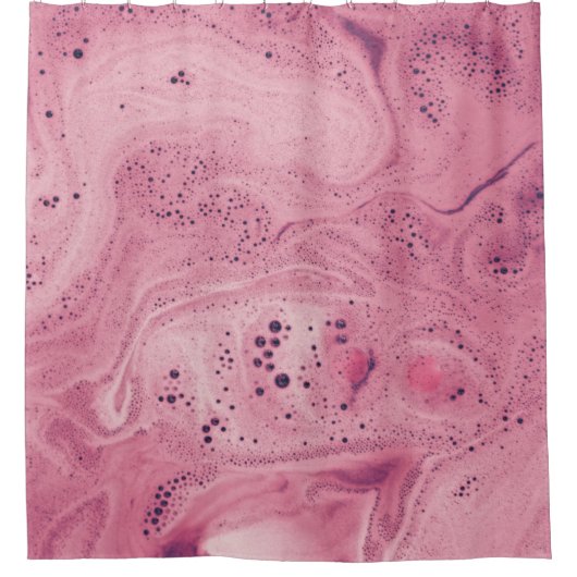 Pink and black floral textile douchegordijn (Voorkant)