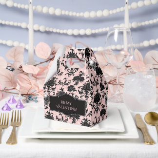 Pink and Black Goth Skulls and Roses  Favor Boxes Bedankdoosjes