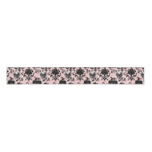 Pink and Black Goth Skulls and Roses Grosgrain Lint (Voorkant)