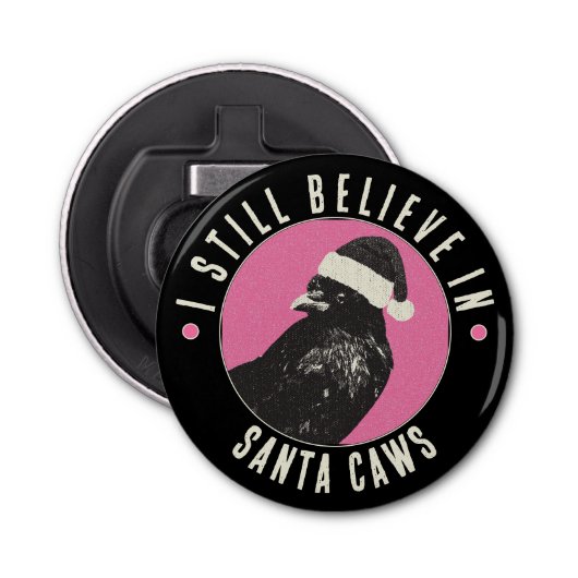 Pink and Black Gothic Crow Stocking Stuffer Button Flesopener (Voorkant)