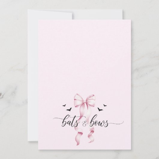 Pink and Black Halloween Baby Shower Invitation Kaart (Achterkant)