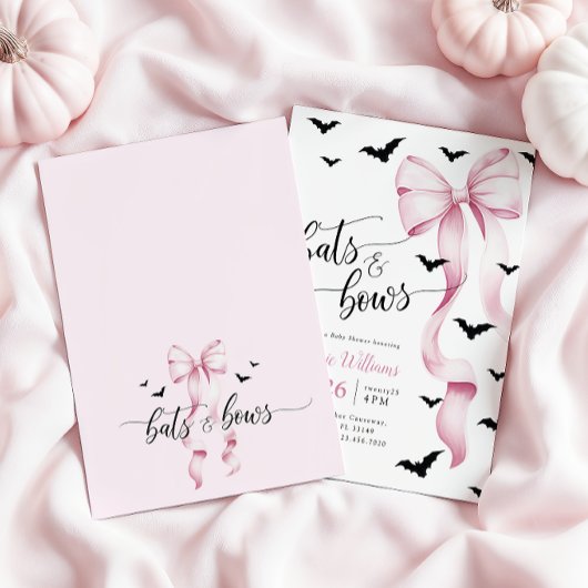 Pink and Black Halloween Baby Shower Invitation Kaart