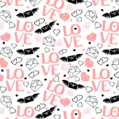 Pink and Black Hearts Love Lettering Valentine Tafelkleed