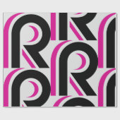 Pink And Black Letter R Cadeaupapier (Vlak)