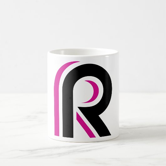 Pink And Black Letter R Koffiemok