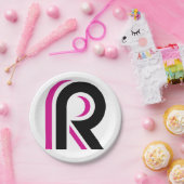 Pink And Black Letter R Papieren Bordje (Feest)