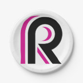 Pink And Black Letter R Papieren Bordje (Voorkant)