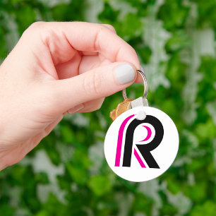 Pink And Black Letter R Sleutelhanger