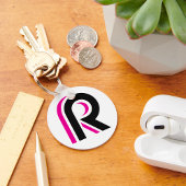 Pink And Black Letter R Sleutelhanger