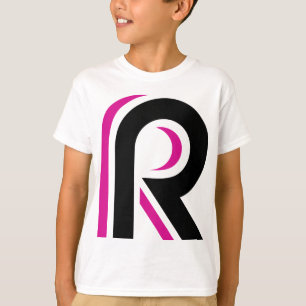 Pink And Black Letter R T-shirt